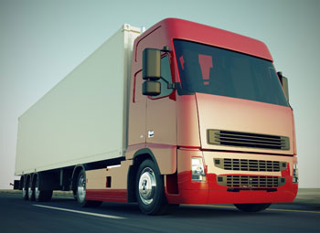 Red truck on the road